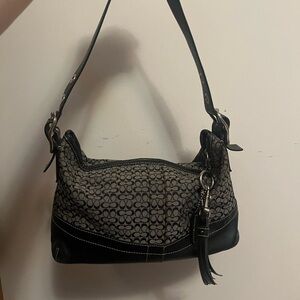 *SOLD* DO NOT PURCHASE Coach Signature Shoulder Bag with Black Leather Trim